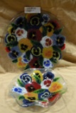 BLOWN GLASS STYLE FLOWER DECORATED BOWL, PLATE