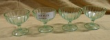 4 GREEN VASELINE GLASS SHERBET CUPS