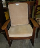VTG. PADDED WOODEN ROCKING CHAIR - WILL NOT SHIP