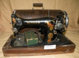 SINGER PORTABLE ELECTRIC SEWING MACHINE W/WOOD CASE - WILL NOT SHIP