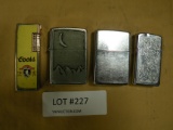 4 COLLECTIBLE LIGHTERS - 3 ZIPPO