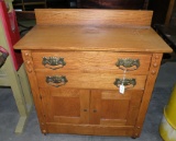 ANTIQUE OAK COMMODE STYLE CABINET - WILL NOT SHIP