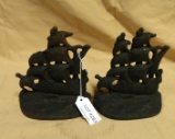 PAIR CAST IRON ENGLISH GALLEON SHIP BOOK ENDS