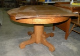 ROUND QUARTER SEWN DINING TABLE W/3 LEAVES - WILL NOT SHIP