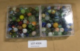 2 PLASTIC CASES ASSORTED MARBLES