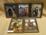 5 AMERICAN HERO COLLECTION FRAMED JOHN WAYNE MOVIE PICTURES