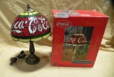 2 STAINED GLASS STYLE COCA-COLA ACCENT LAMPS - ONE NEW IN BOX