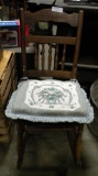 WOODEN ROCKING CHAIR W/SEAT CUSHION - WILL NOT SHIP
