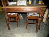 ANIQUE OAK DINING TABLE W/2 CHAIRS - WILL NOT SHIP