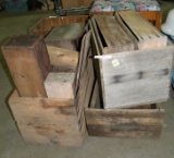 9 ASSORTED WOOD CRATES, BOXES, DRAWERS - WILL NOT SHIP