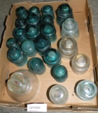 23 ASSORTED VTG. GLASS HIGH LINE INSULATORS