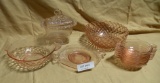 10 ASSORTED PINK GLASS ITEMS