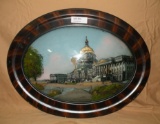 CONCAVE GLASS FRAMED U.S. CAPITOL PAINTING