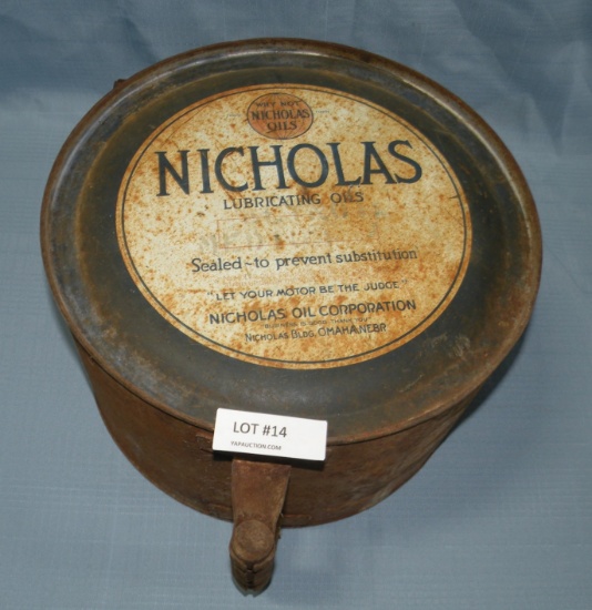 1920S NICHOLAS LUBRICATING OILS ROCKER CAN