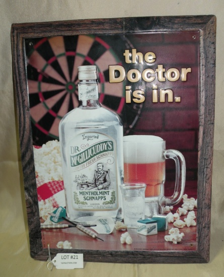 SINGLE-SIDED TIN DR. MCGILLICUDDYS SCHNAPPS SIGN