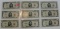 9 RED SEAL FIVE DOLLAR NOTES - 1953-1963