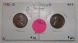 1925-D, 1930-D LINCOLN WHEAT PENNIES - 2 TIMES MONEY