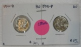 1941, 1941-D BU MERCURY DIMES - 2 TIMES MONEY