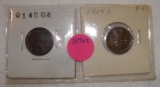 1914-D, 1914-S LINCOLN WHEAT PENNIES - 2 TIMES MONEY