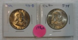 1948-D, 1957 BU FRANKLIN HALF DOLLARS - 2 TIMES MONEY