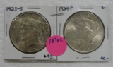 1923-S, 1924 SILVER PEACE DOLLARS - 2 TIMES MONEY
