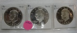 1971-S, 1972-S, 1973-S SILVER PROOF EISENHOWER DOLLARS - 3 TIMES MONEY