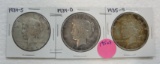 1934-D, 1934-S, 1935-S SILVER PEACE DOLLARS - 3 TIMES MONEY