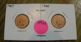 1905, 1907 INDIAN HEAD PENNIES - 2 TIMES MONEY