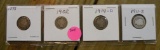 1898, 1902, 1911-S, 1914-D BARBER DIMES - 4 TIMES MONEY