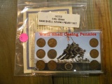 WORLD WAR 2 SHELL CASING PENNY SET W/PLASTIC CASE, COA