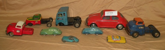 FLAT BOX OF TIN TOYS, TOY PARTS