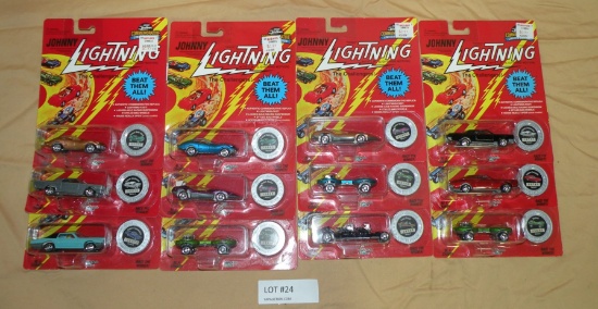 12 JOHNNY LIGHTNING TOY CARS W/PAKCAGES
