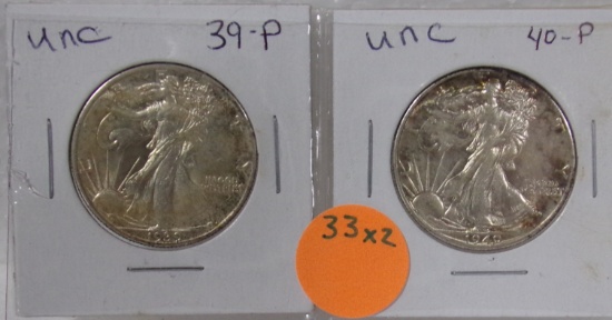 1939, 1940 WALKING LIBERTY HALF DOLLARS - 2 TIMES MONEY