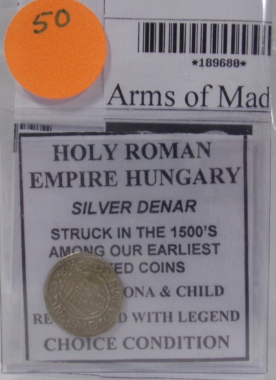 HOLY ROMAN EMPIRE HUNGARY SILVER DENAR COIN