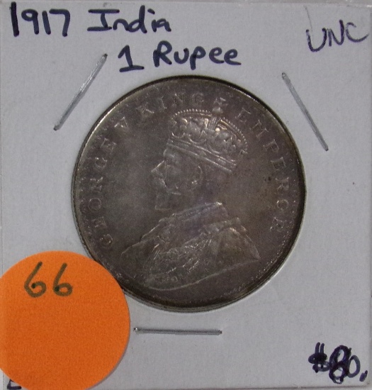 1917 INDIA ONE RUPEE COIN