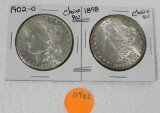 1898, 1902-O MORGAN SILVER DOLLARS - 2 TIMES MONEY