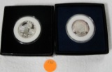 2 PATTERN SILVER QUARTERS W/BOXES - STANDING LIBERTY, WASHINGTON