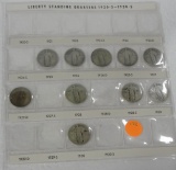 10 ASSORTED STANDING LIBERTY QUARTERS IN COLLECTION SLEEVE - 1925-1930