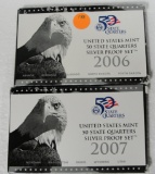 2005, 2006 U.S. SILVER STATE QUARTER PROOF SETS W/SLEEVES