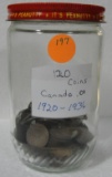 APPROX. 120 ASSORTED CANADA ONE CENT COINS - 1920-1936