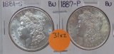 1881-S, 1887 MORGAN SILVER DOLLARS - 2 TIMES MONEY