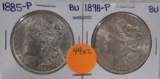 1885, 1898 MORGAN SILVER DOLLARS - 2 TIMES MONEY