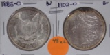 1885-O, 1902-O MORGAN SILVER DOLLARS - 2 TIMES MONEY