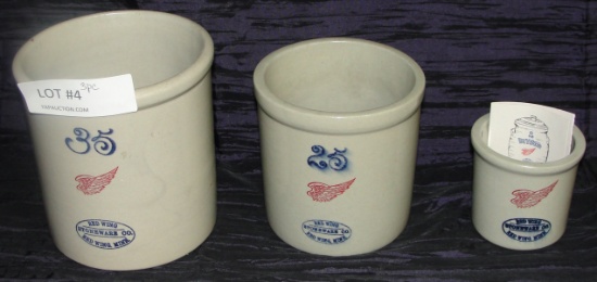 3-PC. RED WING STONEWARE CO. SALESMAN SAMPLE CROCK SET