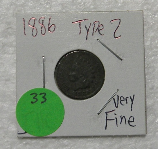 1886 TYPE 2 INDIAN HEAD PENNY