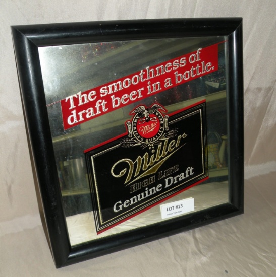 FRAMED MILLER HIGH LIFE BEER MIRROR