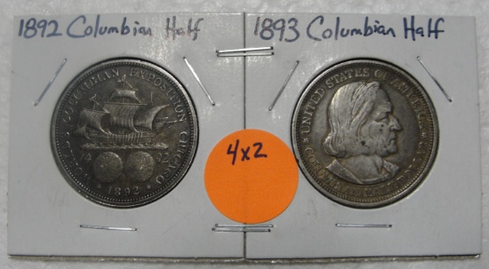 1892, 1893 COLUMBIAN EXPO HALF DOLLARS - 2 TIMES MONEY