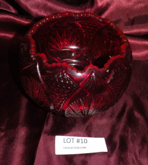 RED FENTON GLASS CANDY BOWL