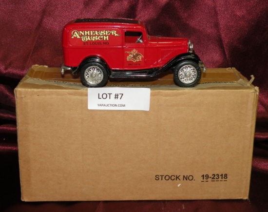 ERTL DIECAST REPLICA FORD DELIVERY VAN COIN BANK W/BOX - ANHEUSER BUSCH