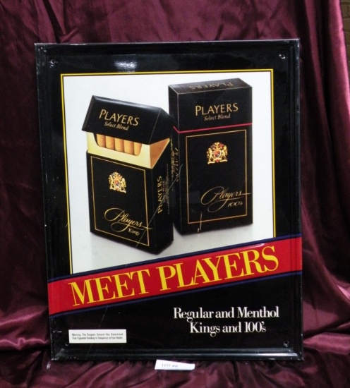 TIN SINGLE-SIDED PLAYERS CIGARETTE SIGN